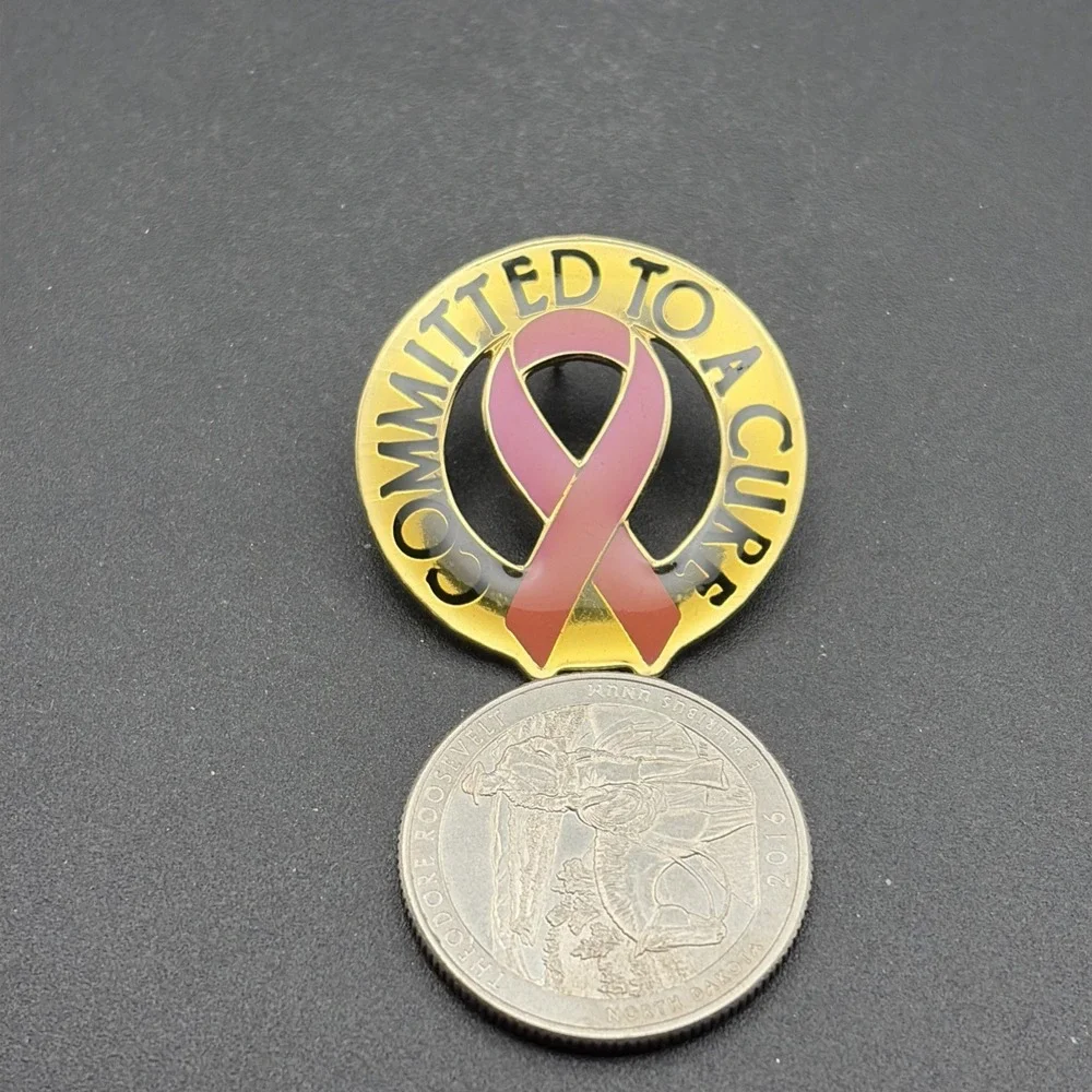 Committed To A‎ Cure Breast Cancer Awareness Ribbon Lapel Hat Pin